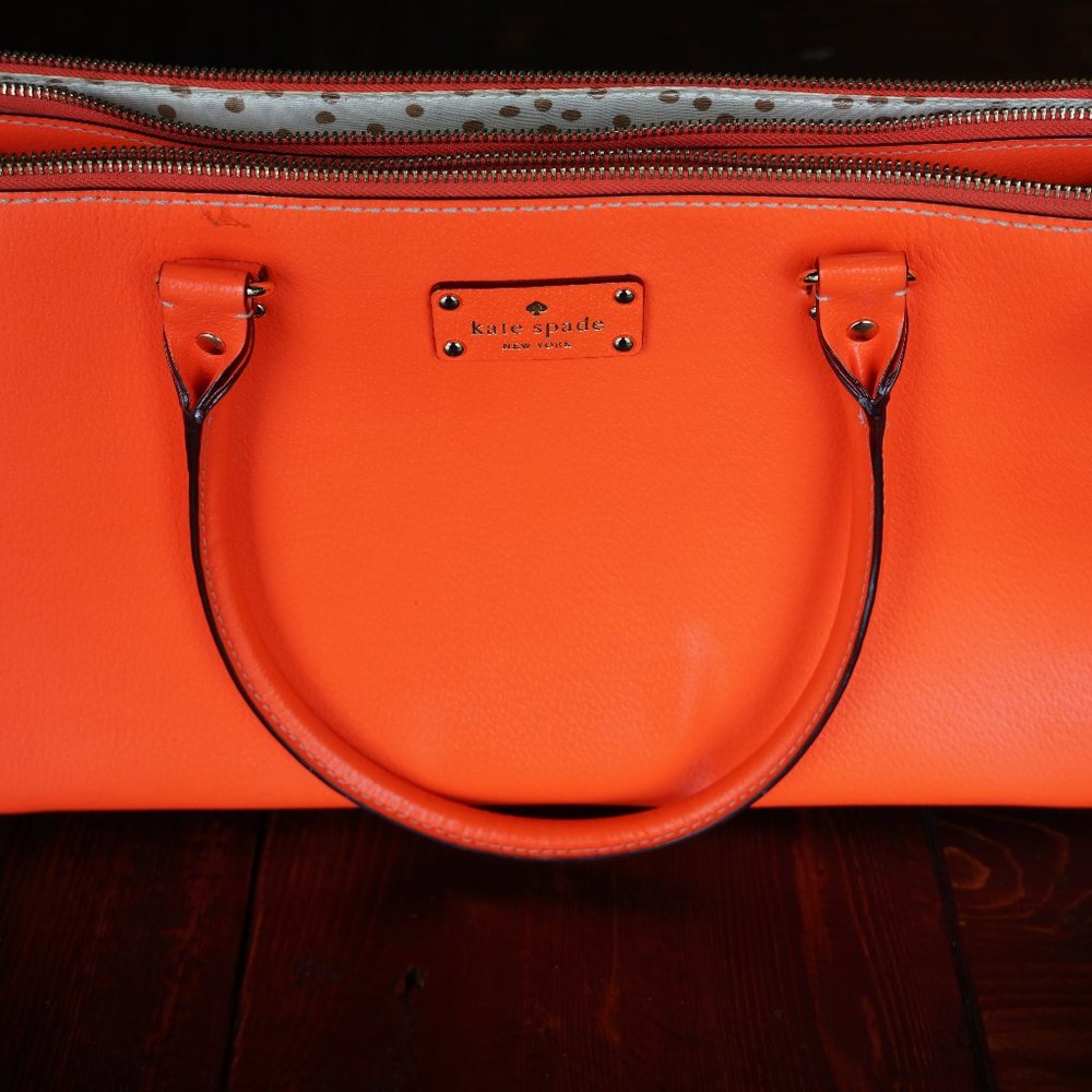 Kate Spade Bright Neon Orange/Pink Leather Shoulder Bag